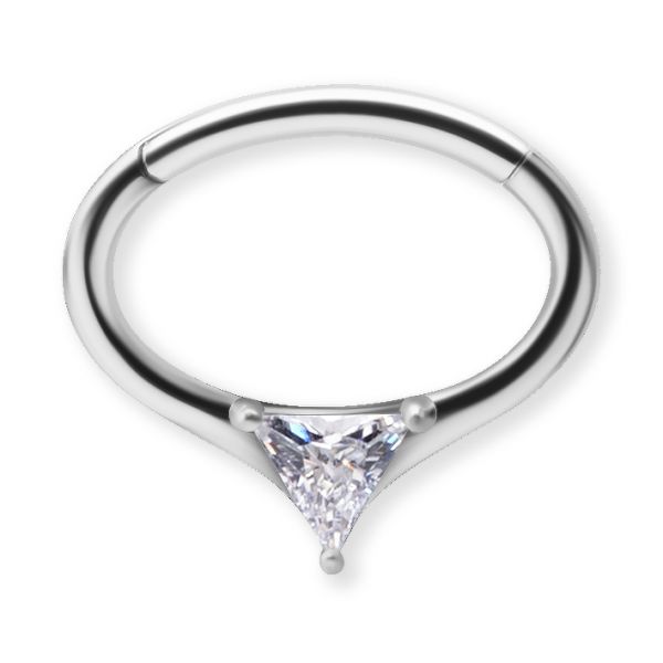 Clicker Daith piercing with triangular crystal