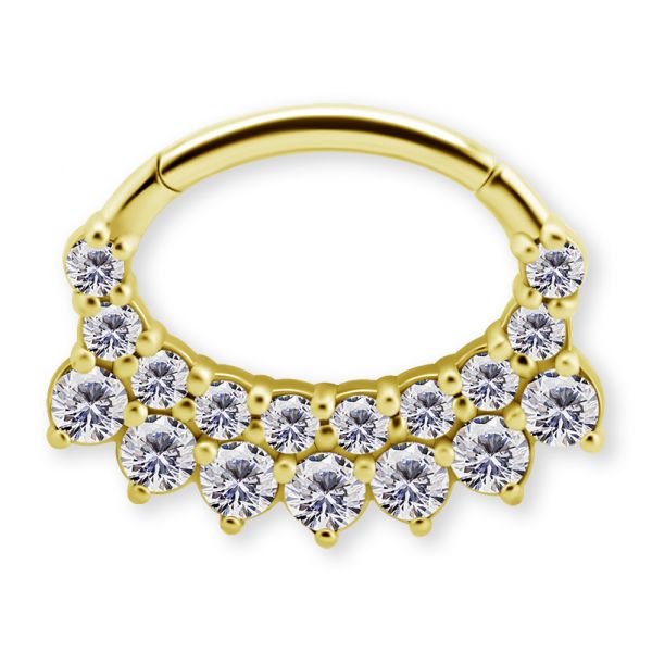 Gold-plated daith piercing with premium crystal set