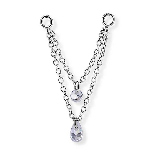 Doble cadena con cristales para argollas piercing