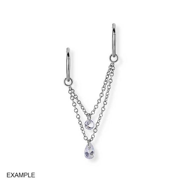 DOBLE CADENA CON CRISTALES PARA ARGOLLAS PIERCING