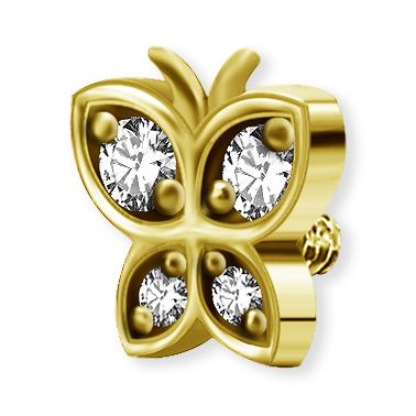 Papillon plaqué or pour piercing avec filetage intérieur