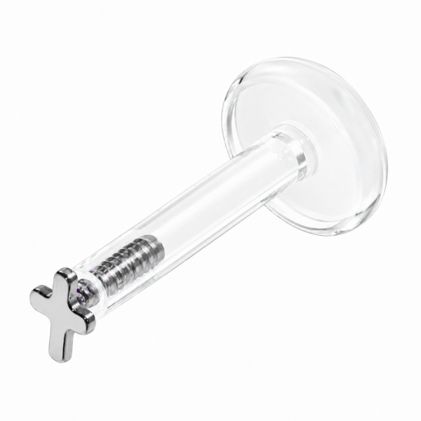 LABRET BIOPLAST CON CROCE IN TITANIO