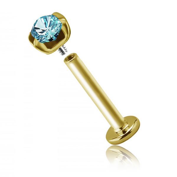 18k GOLD LABRET PIERCING MIT TROPFENSTEIN