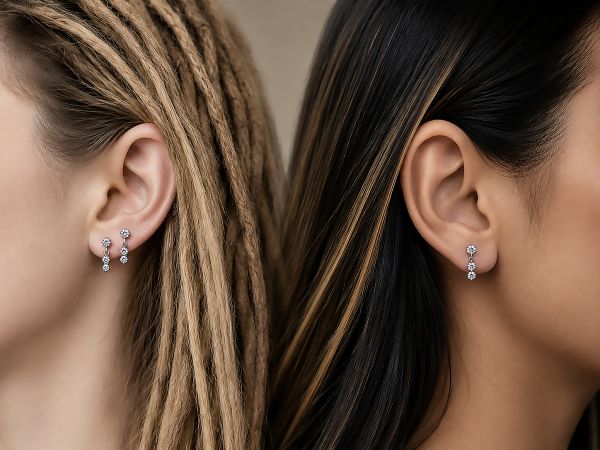 LABRET THREADLESS CON COLGANTE CON DOS CRISTALES
