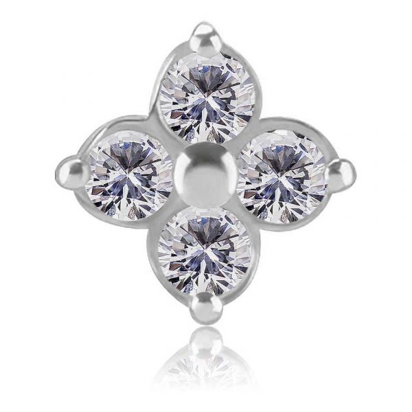THREADLESS FLOWER-SHAPED REPLACEMENT WITH PREMIUM CUBIC ZIRCONIA
