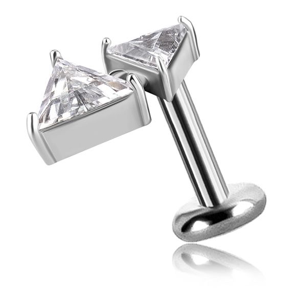 PIERCING AVEC TRIANGLES DE ZIRCONIE EN TITANE AVEC CRISTAUX