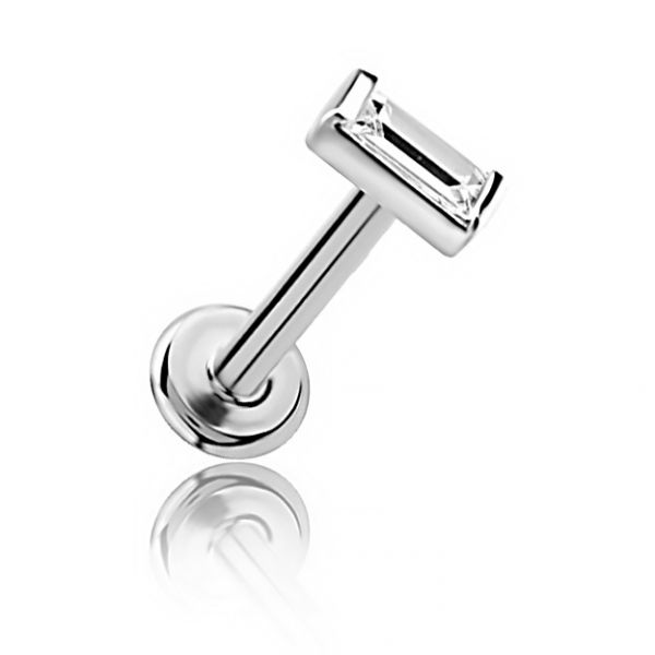 MIKRO-LABRET-PIERCING MIT BAGUETTE-SCHLIFF-KRISTALL