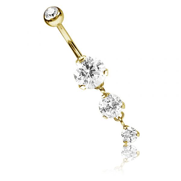 JOYERÍA CHAPADA EN ORO CON TRES CUBIC ZIRCONIA