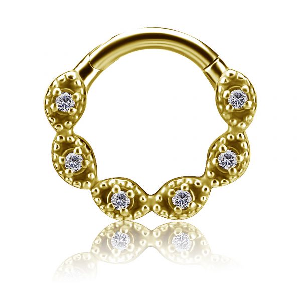 GOLD-PLATED CLICKER RING WITH PREMIUM ZIRCONIA