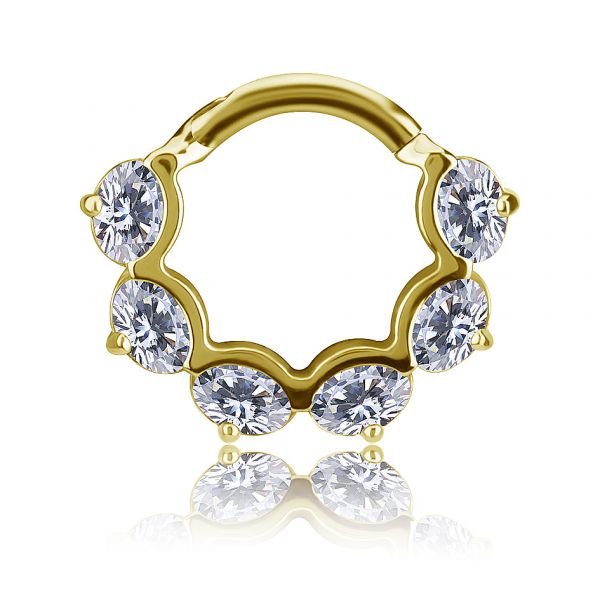 GOLD-PLATED CLICKER RING WITH OVAL PREMIUM ZIRCONIA