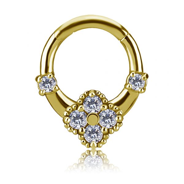 ARO CLICKER CHAPADO EN ORO CON ZIRCONIA PREMIUM EN ROMBO
