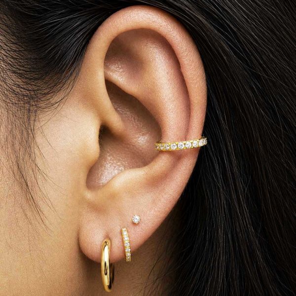 ORECCHINO CLICKER PLACCATO ORO PER CONCH CON CUBIC ZIRCONIA