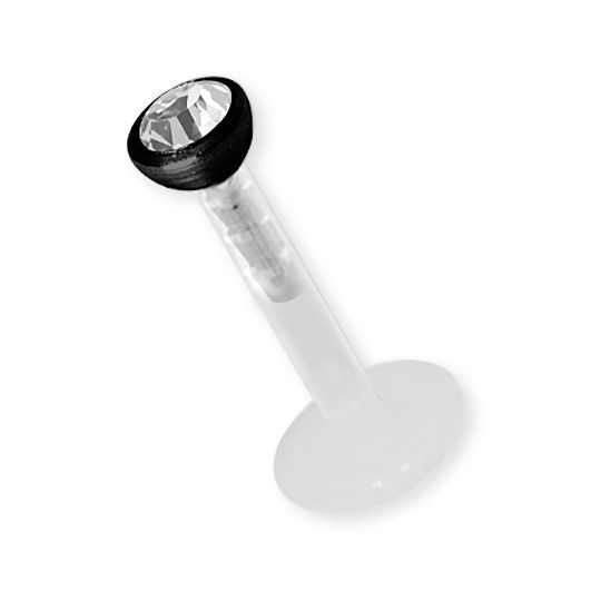 Labret Bioplast avec acier noir et cristal