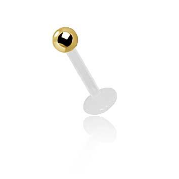 Bioplast micro labret with gold steel ball