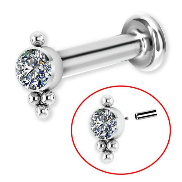 Labret with internal thread and Premium crystal