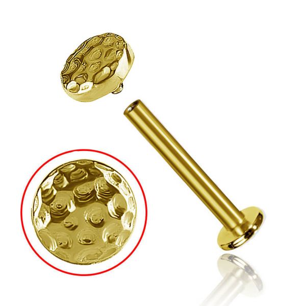 Gold piercing with hammered disc