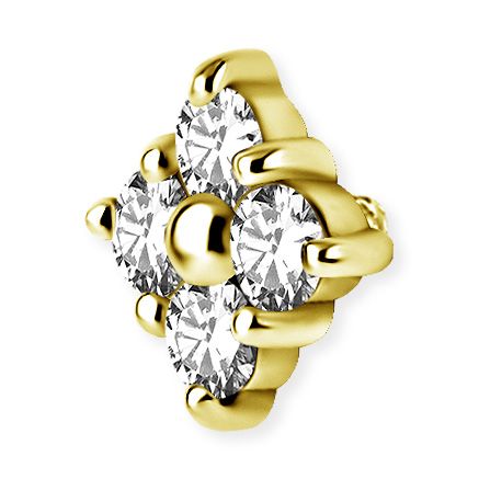 Gold rhombus with external thread and crystals