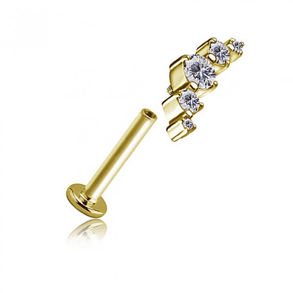 GOLD PLATED ARCH LABRET PIERCING WITH CRYSTALS
