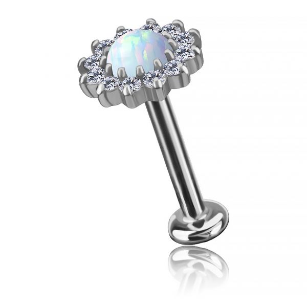 THREADLESS LABRET WITH OPAL AND CRYSTALS