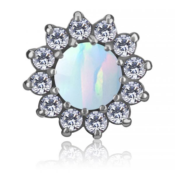 THREADLESS LABRET WITH OPAL AND CRYSTALS