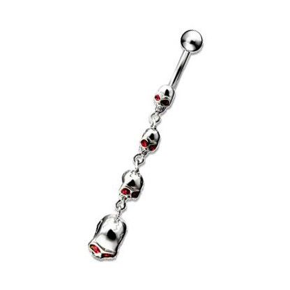 NAVEL PIERCING WITH HANGING SKULLS