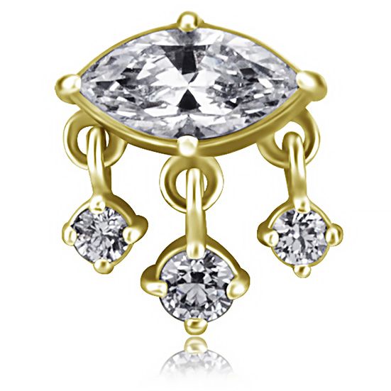ACCESSOIRE DE PIERCING ŒIL PLAQUÉ OR AVEC CRISTAUX PENDANTS