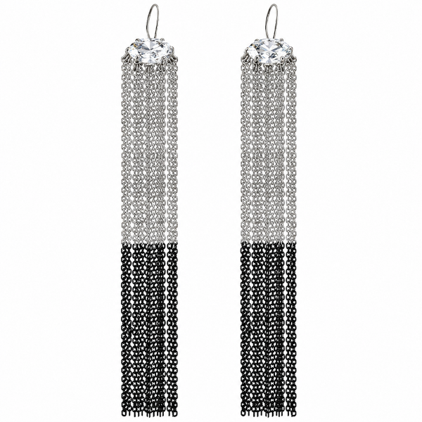 BOUCLES D'OREILLES PENDANTES BLANCHES ET NOIRES