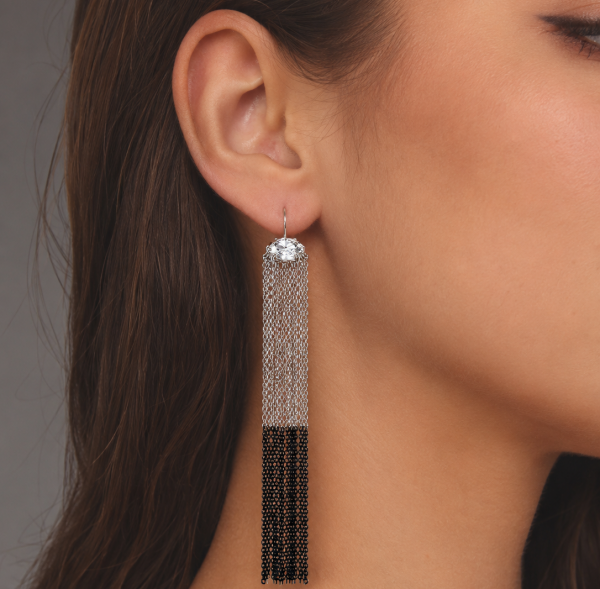 BOUCLES D'OREILLES PENDANTES BLANCHES ET NOIRES