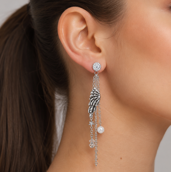 BOUCLES D'OREILLES PENDANTES AVEC AILES