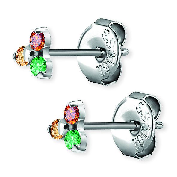 Earrings with 3 Premium Zirconia leaves