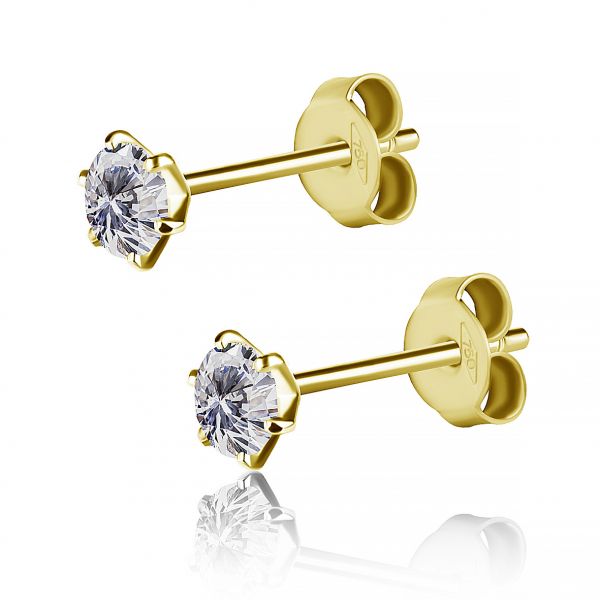 Six-prong light point gold earrings