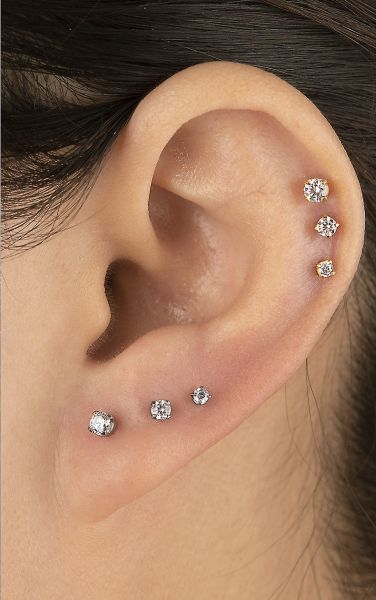 BOUCLES D'OREILLES EN OR POINT DE LUMIÈRE À 6 GRIFFES