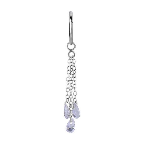 EARRING AND CHARM WITH CHAINS AND ZIRCONIA CRYSTALS