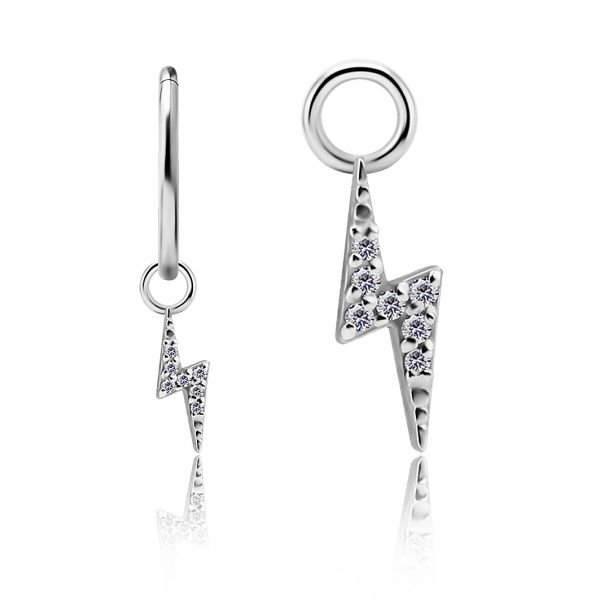 Pendentif avec éclair en cristal pour piercing créole