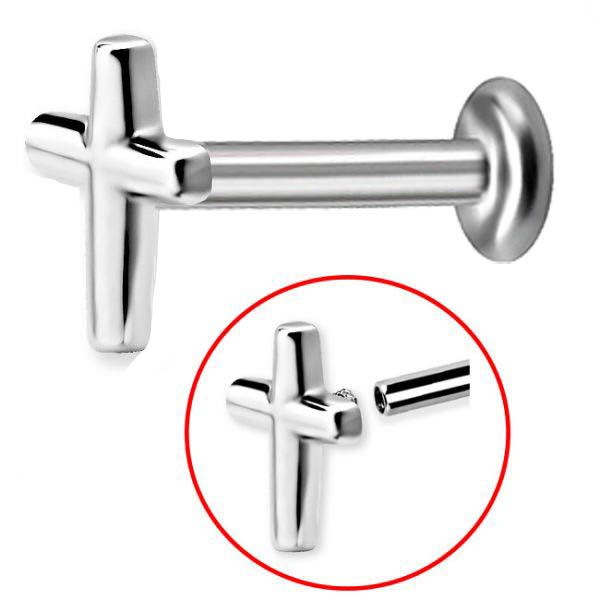 CROSS AND LABRET WITH INTERNAL THREAD 