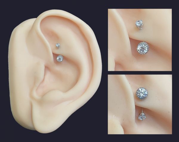 PIERCING PER ROOK CON DUE CRISTALLI
