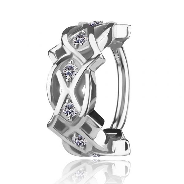 Tribal piercing with six crystals
