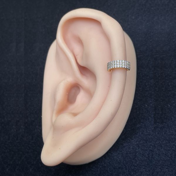 GOLDEN CLICKER RING WITH CRYSTALS FOR HELIX PIERCING