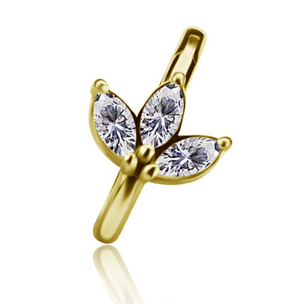 Gold nose piercing with crystal petals