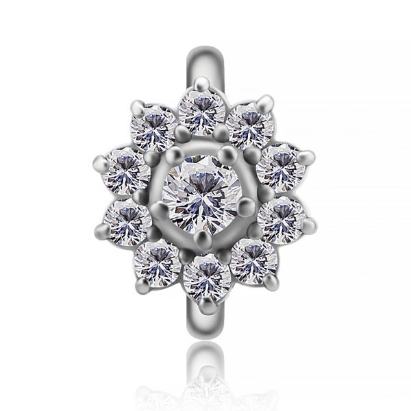 Oval hoop with flower for rook piercing