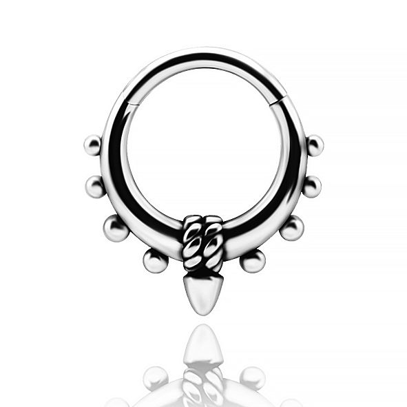 Hinged clicker with rope and spike