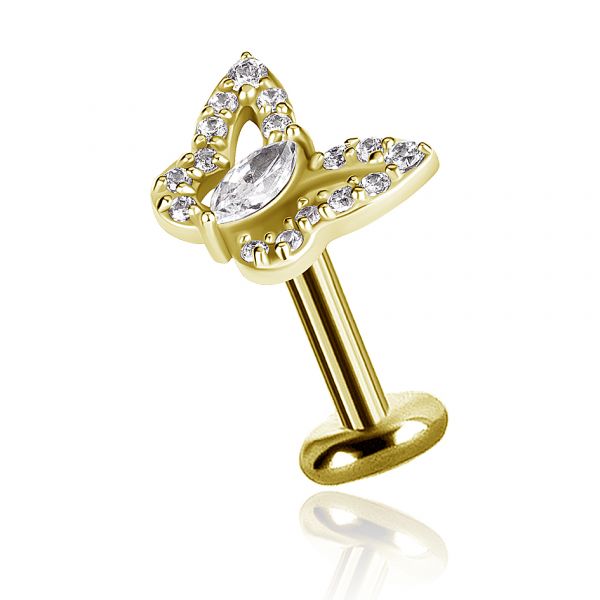 Golden piercing with crystal butterfly