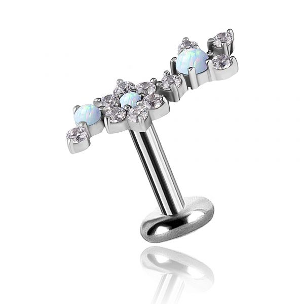 Titanium jewel with crystal flower and opal