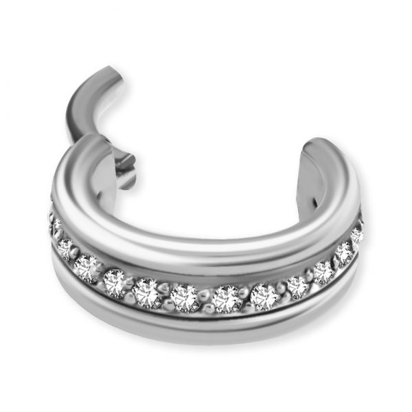 Circle with steel contours and row of crystals