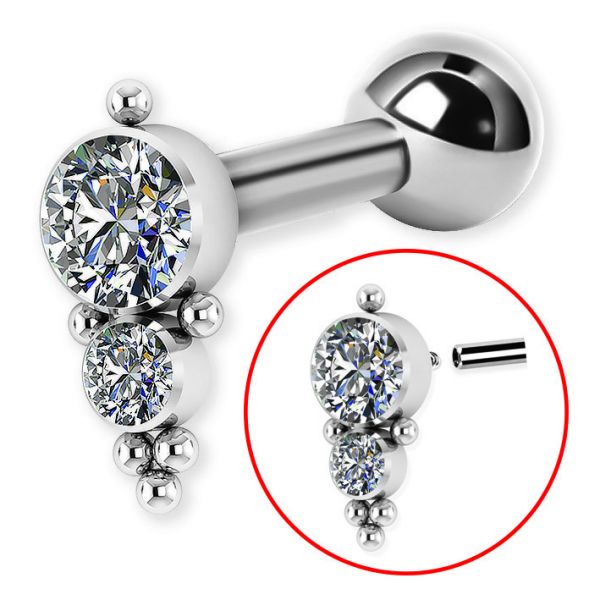 2 Premium crystals and bar with internal thread