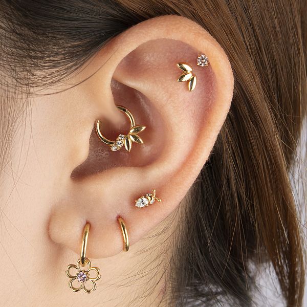 GOLDLABRET MIT INNENGEWINDE UND KRISTALL MIT KRALLEN