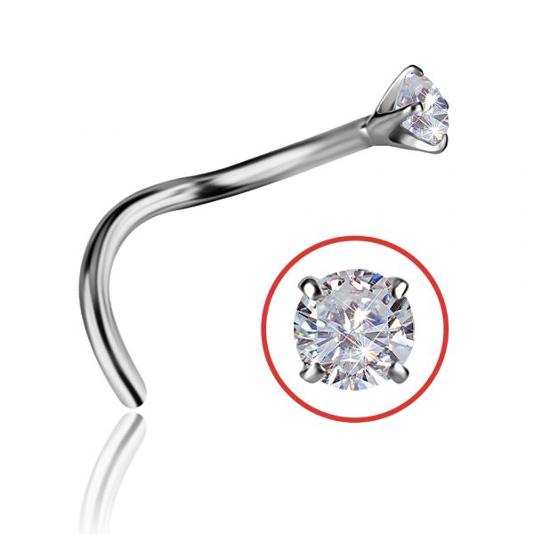 Platinum diamond nose piercing with griffes