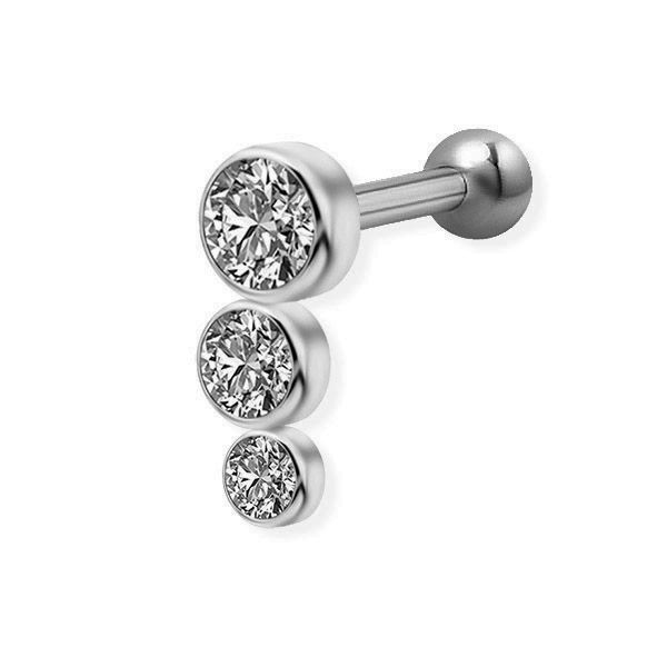 BAR WITH CRYSTALS FOR HELIX AND TRAGUS PIERCING