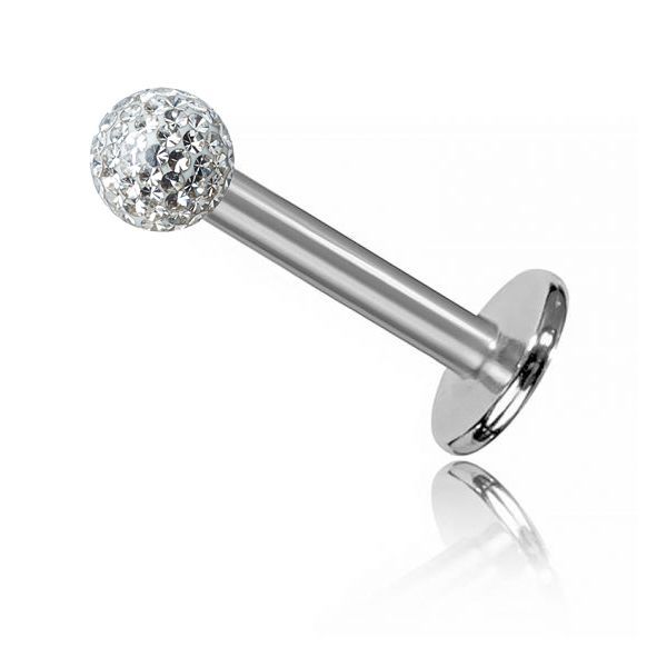 LIP PIERCING WITH EPOXY COVERED CRYSTAL BALL
