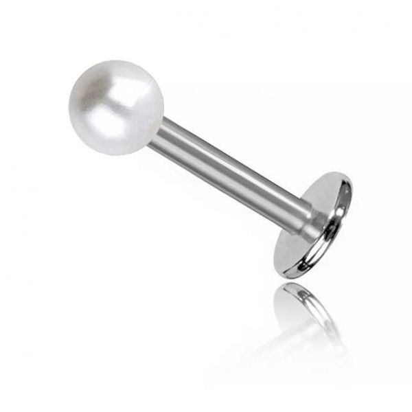 LIP STEEL PIERCING WITH LAB PEARL